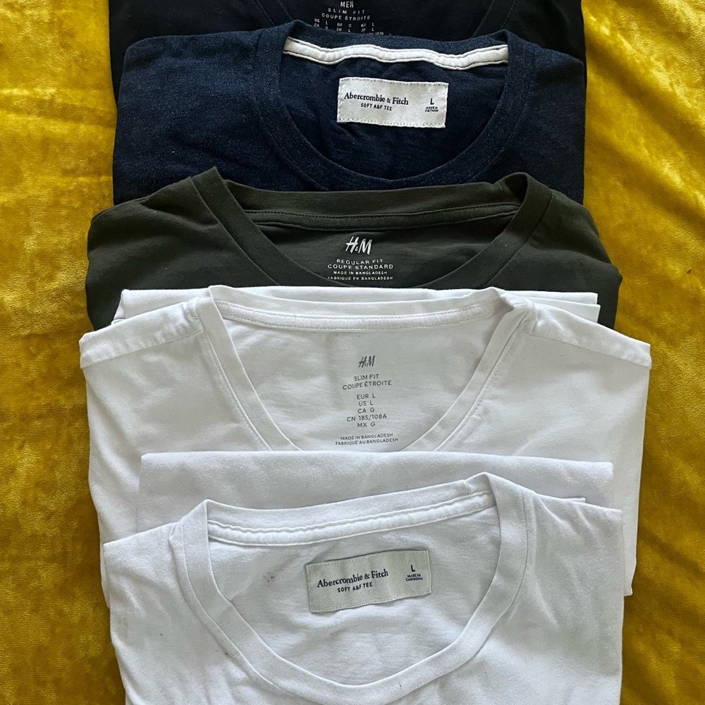 H&M, Abercrombie & Fitch, and Forever 21 Men's Shirt Pack - sizes M and L.